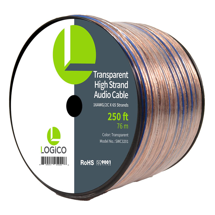 Car Home Audio Speaker Wire 16 Gauge Bulk Audio Speaker Cable Transparent 250 ft