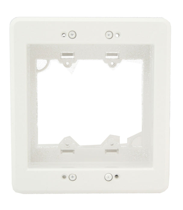 Arlington LVU2W 2-Gang Recessed Low Voltage Mounting Bracket with Paintable Wall Plate, White