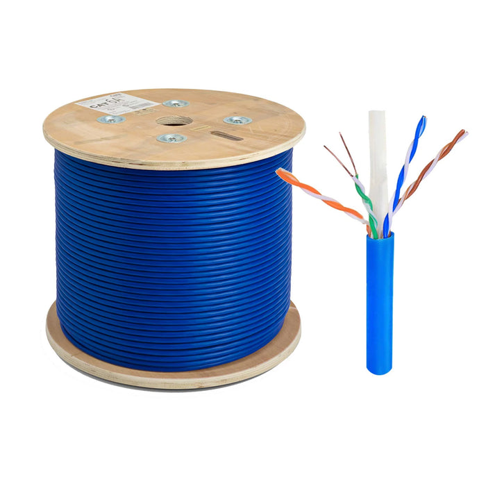 Logico Cat6A UTP 1000ft Bulk Ethernet Network Cable 10G 23AWG Solid Wire Riser Blue