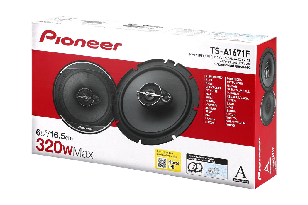 Pioneer TS-A1671F 6.5" 320 Watt 3-Way Full-Range Coaxial Car Speakers (pair)