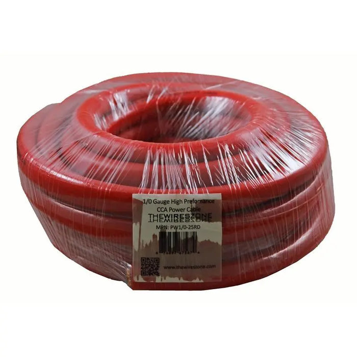 1/0 Gauge 25 Feet High Performance Amplifier Power Cable (Red) The Wires Zone