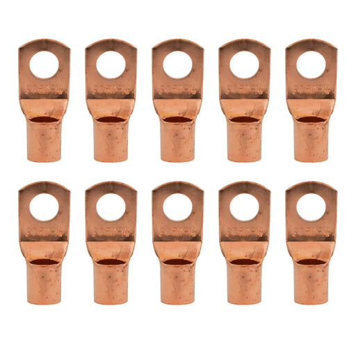 1/0 Gauge AWG Pure Copper Lugs Ring Terminals Connectors 3/8" Inch Ring Size 10 Pack The Wires Zone