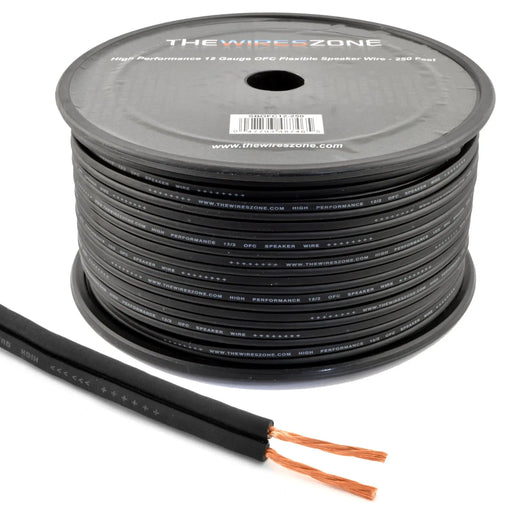 100-250 ft. 12 AWG High Performance OFC Full Copper Home and Car Audio Speaker Wire Black The Wires Zone