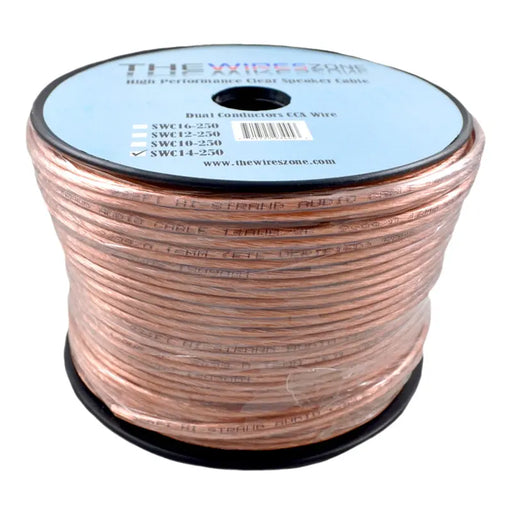 14 Gauge 2 Conductor 14/2 Clear 250ft Speaker Wire for Car/Home Audio The Wires Zone