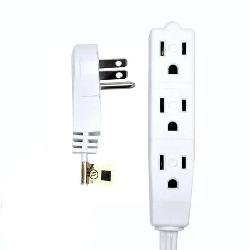 20 Feet White Heavy Duty 3 Outlet Indoor 13A Flat Plug Extension Cord The Wires Zone