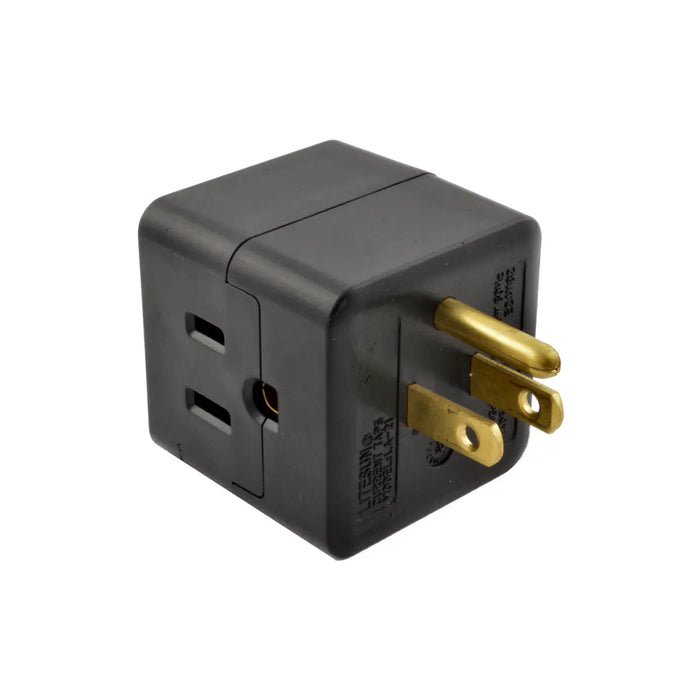 3 Way UL Approved Grounded Outlet Plug Adapter 15A 125VAC 1875W Black The Wires Zone