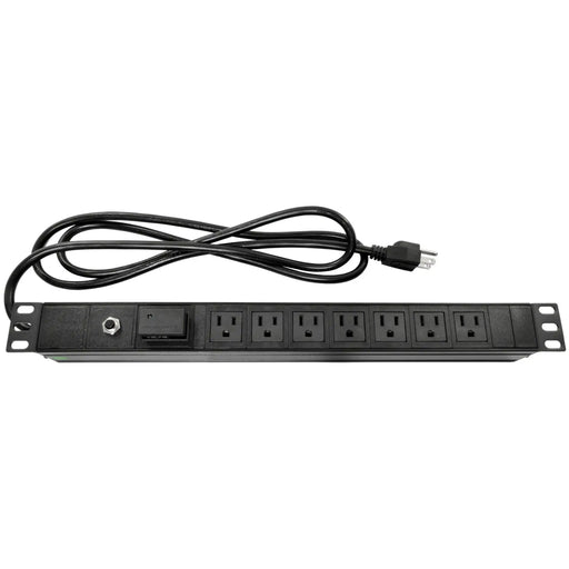 7 Outlet Rack Mount Power (Surge Suppression) 2 Fronted Mount w/ 6FT Power Cord for Standard 19in Rack Black The Wires Zone