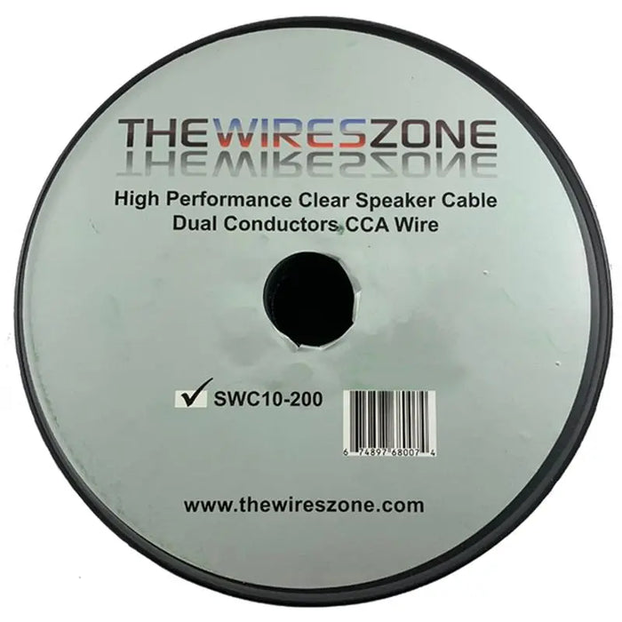 Car Home Audio Speaker Wire Transparent Clear Cable 10AWG 200ft 10/2 Gauge The Wires Zone
