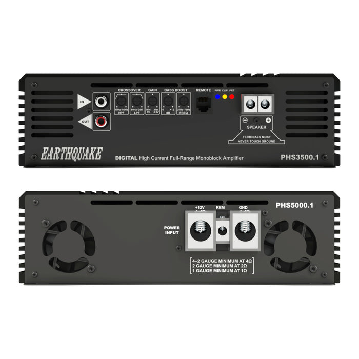 Earthquake Sound PHS5000.1 Class-D Full Range Monoblock 5000W Compact Car Audio Amplifier