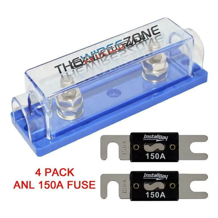 High Quality 1/0/4/8 Gauge ANL Fuse Holder + 2/4/10 Pack Nickel 100-500 Amp Fuse The Wires Zone