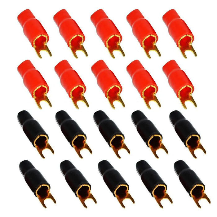 High Quality Gold 4 Gauge 5/16" Insulated Spade Terminal (10/pack) The Wires Zone