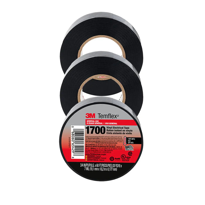 Install Bay 3METEC Economy Vinyl 3/4" 60 ft Electrical Tape (3-50 Pack) The Install Bay