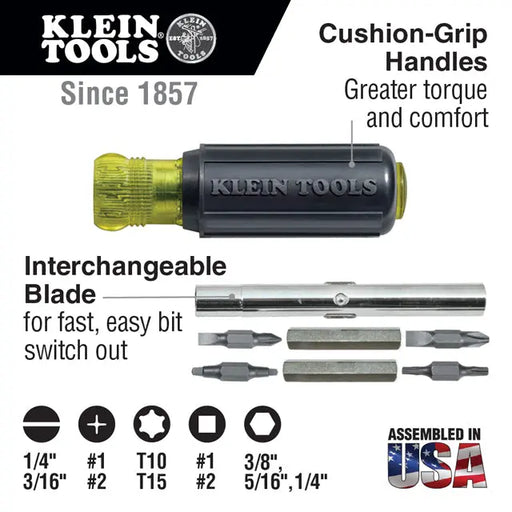 Klein Tools 32500 Screwdriver Nut Driver 11-in-1 Multi Tool Cushion Grip Klein Tools
