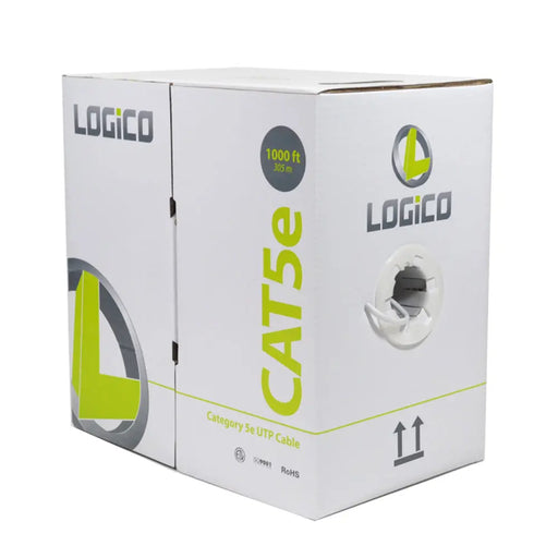 Logico CAT5E UTP Solid Ethernet LAN Network RJ45 24 AWG 1000ft Cable - White Logico