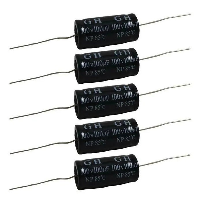 Non-Polarized Electrolytic Audio Capacitor 100MFD 16mm x 33mm (5-10/pack) The Wires Zone