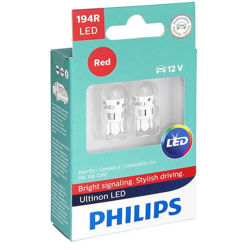 Philips 194 Ultinon Red LED Bulb Signal Brake Light OE Replace 2-Pack 194RULRX2 Philips