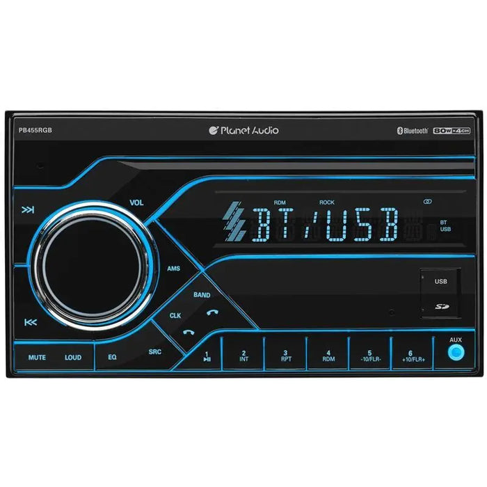 Planet Audio PB455RGB Digital Media Bluetooth Car Stereo + Free AUX Planet Audio