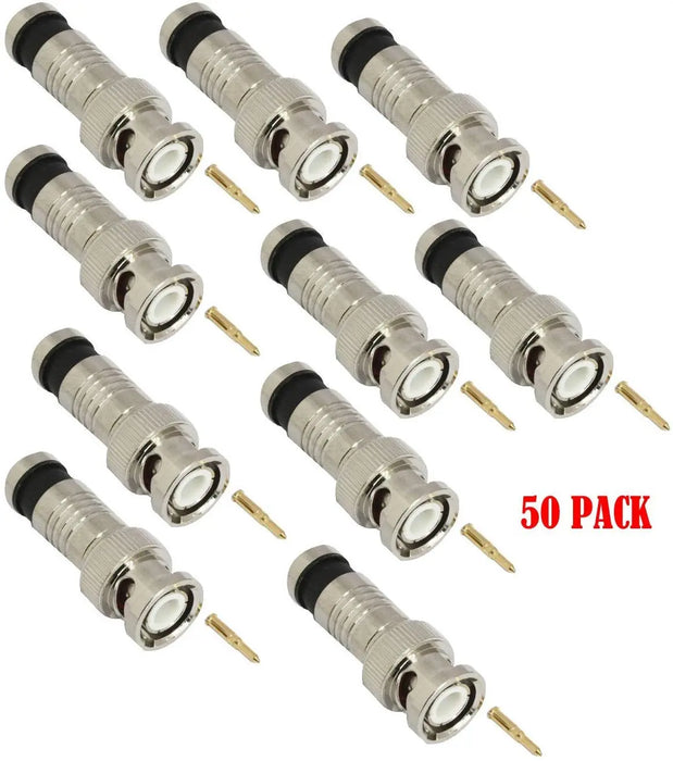Premium Adapter BNC Compression Connector for RG6 Coax Cables (10-50 Pack) The Wires Zone