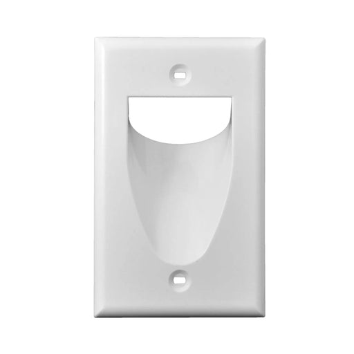 Recessed Single Gang Low Voltage Cable Wall Plate White (1-20 Pack) The Wires Zone