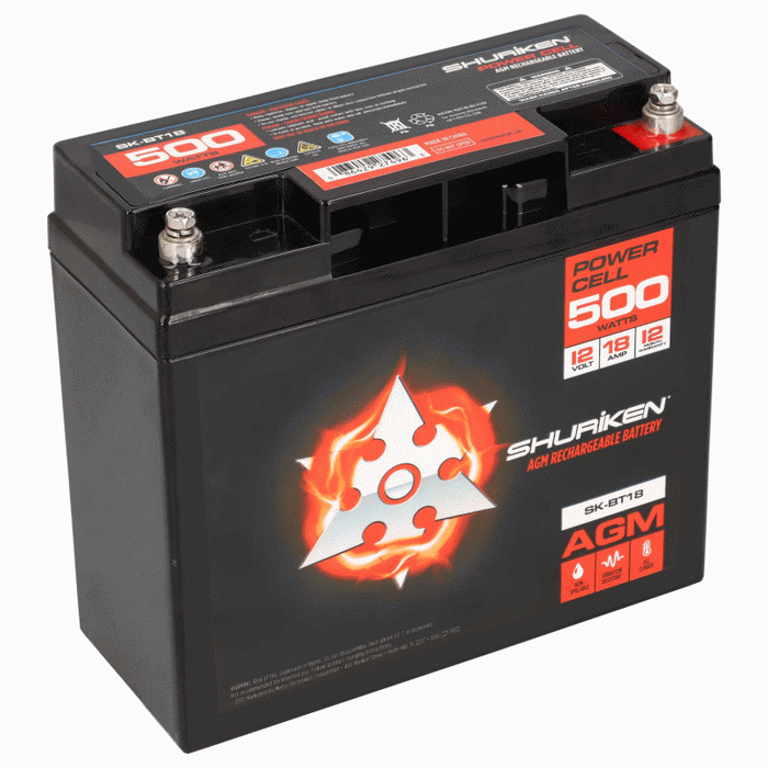 Shuriken SK-BT18 500 Watts 18 AMP Hours Compact Size AGM 12V Battery