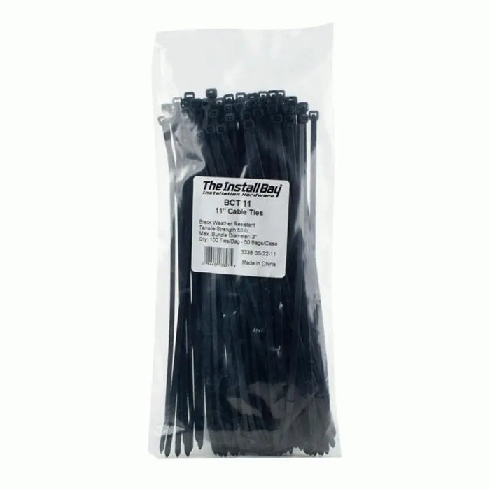 The Install Bay BCT11 Black 11" Cable Zip Ties 50 LB Tensile Strength (100-1000 pack) The Install Bay
