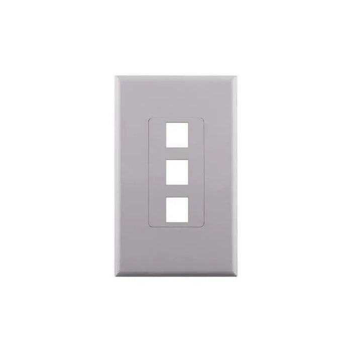 White 3-Port Port Screwless Decora Keystone Jack Wall Insert Cover Plate (1-10 Pack) The Wires Zone