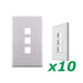 White 3-Port Port Screwless Decora Keystone Jack Wall Insert Cover Plate (1-10 Pack) The Wires Zone
