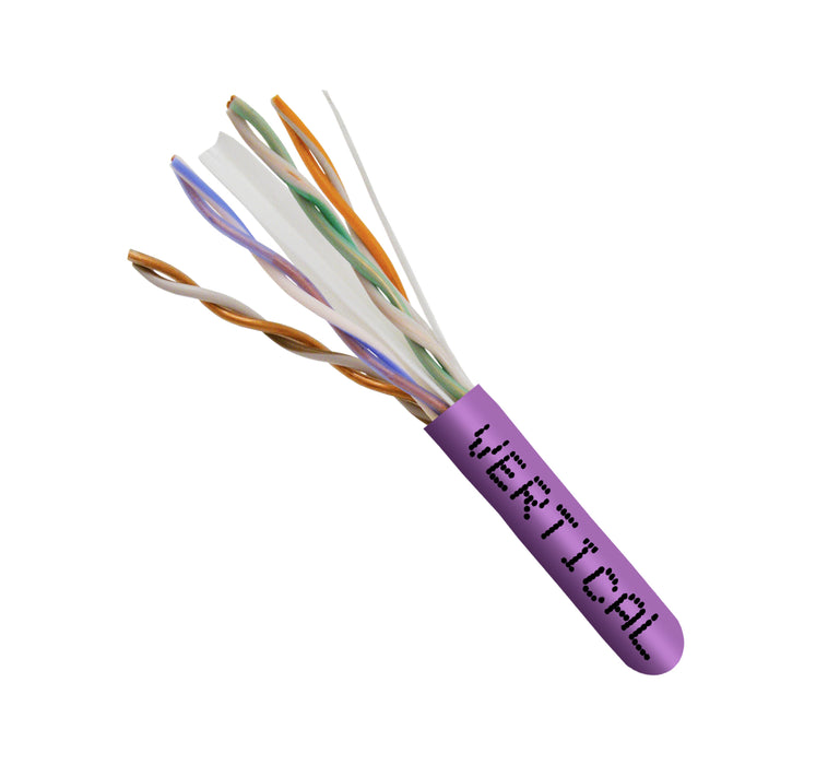 1000ft Bulk CAT6 23AWG UTP 8C CMR Bare Copper Unshielded 550MHz Ethernet Cable - Purple