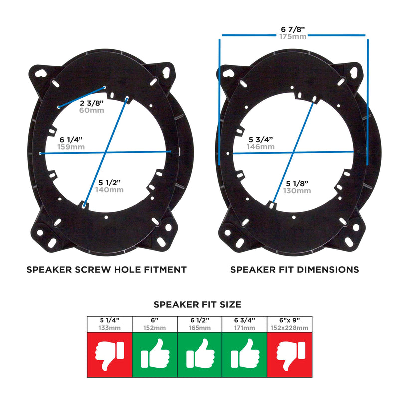 Metra 82-8147 6"-6.75" Speaker Adapter for 02-up Toyota Multi (pair)