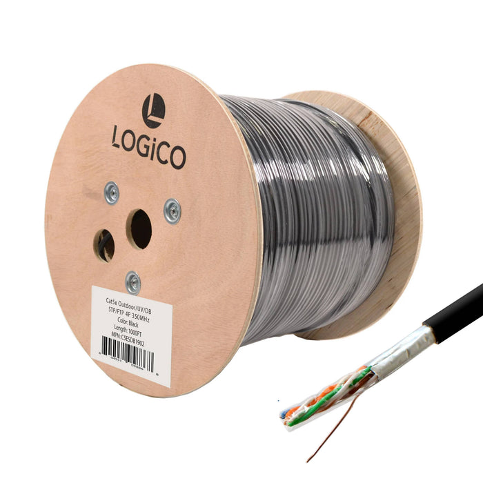 Cat5e Shielded 1000FT Ethernet Direct Burial Cable 24AWG Pure Copper