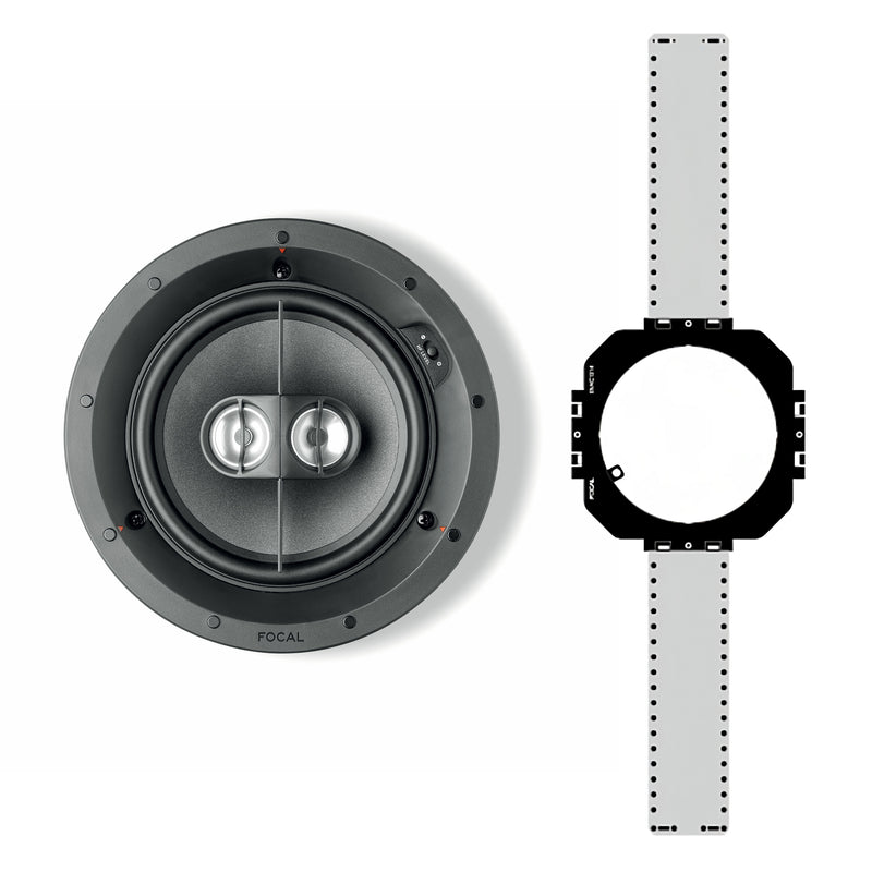 Focal 100 IC6ST Hi-Fi 6.5" 100W Max Power 8 Ohm Stereo-Input in-Ceiling Speaker with FREE Mounting Kit, (Each)