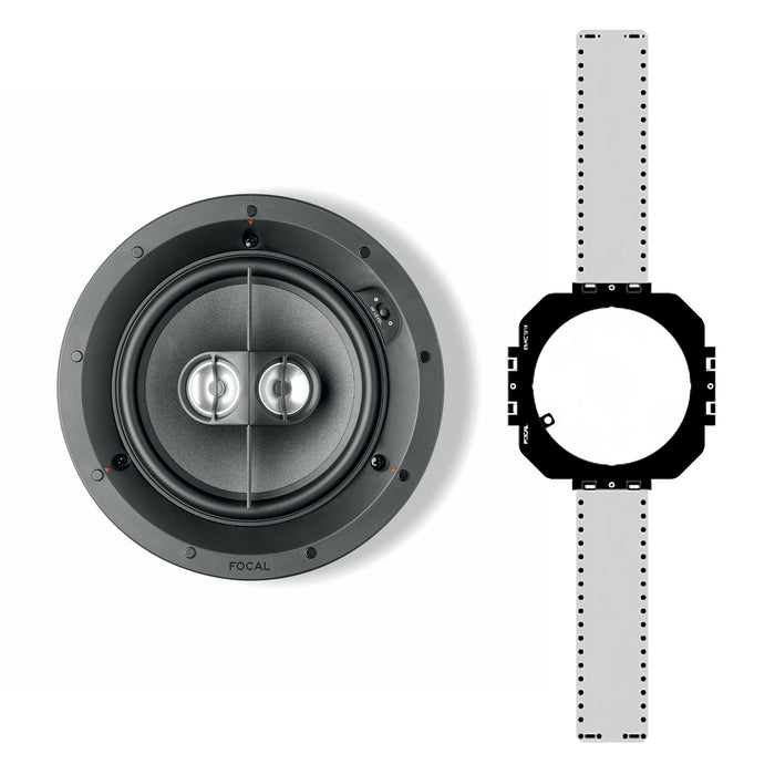 Focal 100 IC6ST Hi-Fi 6.5" 100W Max Power 8 Ohm Stereo-Input in-Ceiling Speaker with FREE Mounting Kit, (Each)