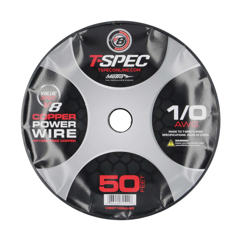 T-Spec V8GT10RD-50 v8GT SERIES Red 1/0 AWG 25-50 FT RED OFC Power Wire