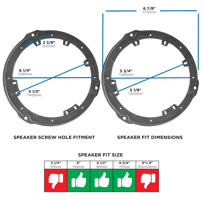 Metra 82-3307 6" to 6.75" Speaker Adapter for Select 2002-up GM (pair)
