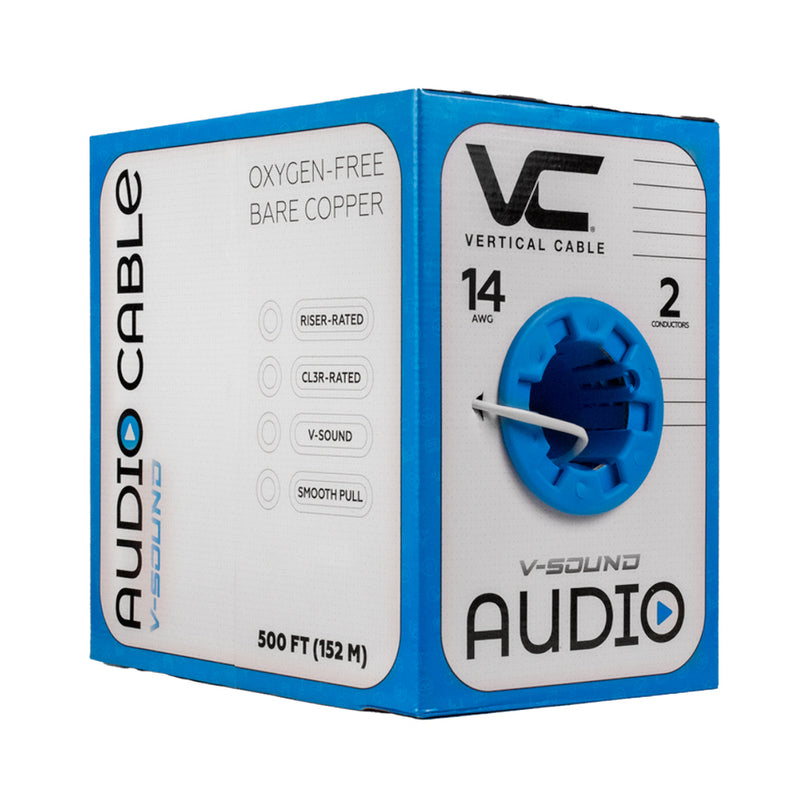 Sound Audio Cable 14 AWG 2 Conductors 41 Strand 500 Feet PVC Jacket White