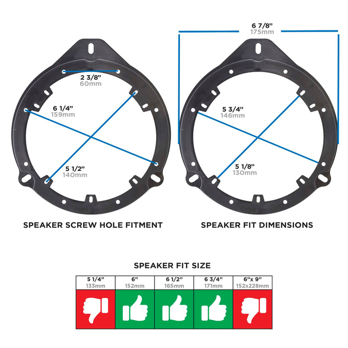 Metra 82-9101 6in-6.75in Speaker Adapter for Audi A3 and A4 2000-2010