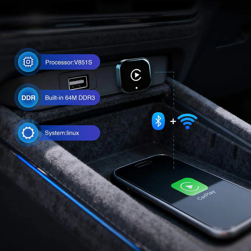 2 in 1 USB Mini Android Auto CarPlay Wireless Adapter Dongle Smart Box Upgrade Bluetooth 5