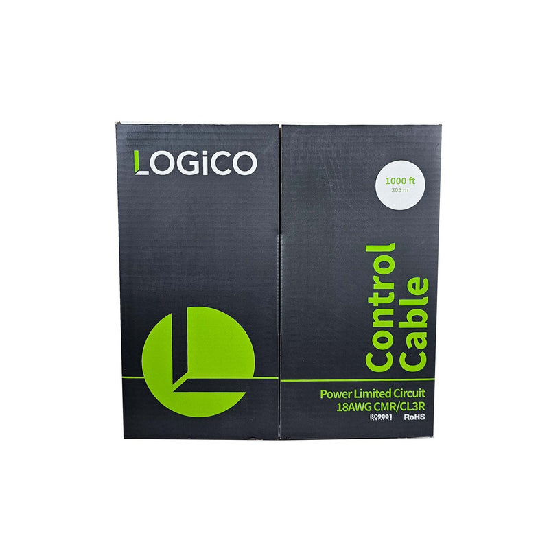 Logico 18/2 Low Voltage Shielded Stranded Bare Copper Wire General Purpose Cable 1000FT