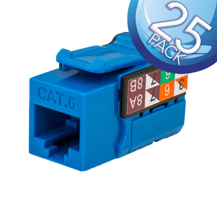 Vertical Cable 352-V2703/BL/25 CAT6 RJ45 Keystone Jack V-Max Series Unshielded - Blue (25 pack)