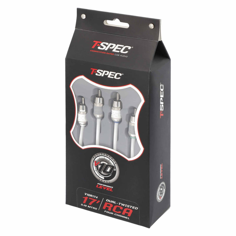T-Spec V10R174 v10 Series 4-Channel Marine Grade Ultra-flexible RCA Audio Cable 17FT