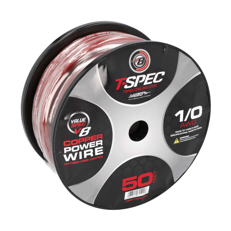 T-Spec V8GT10RD-50 v8GT SERIES Red 1/0 AWG 25-50 FT RED OFC Power Wire