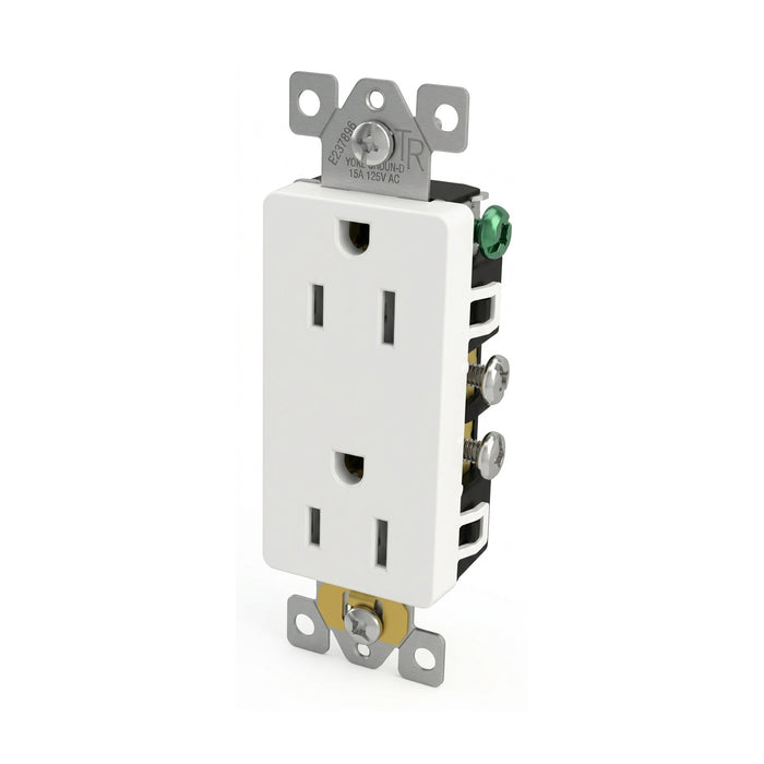 15 Amp Outlet 125V Tamper-Resistant Decorator Receptacle UL Listed Self-Grounding Wall Outlet - White (10 pack)