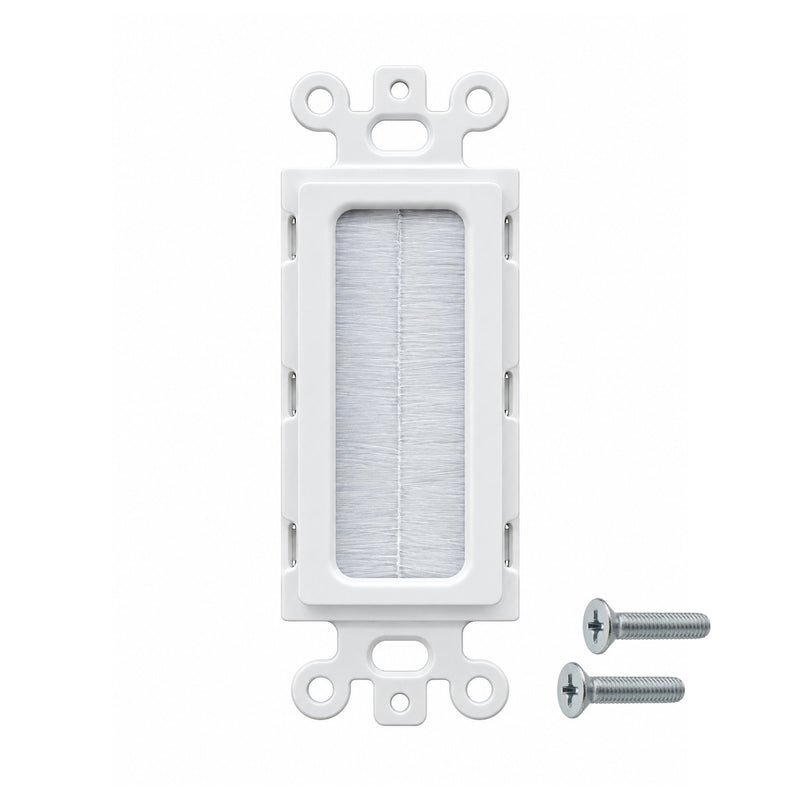 DataComm 45-0019-UWH Decorator Brush Wall Plate Insert 1-Gang Cable Pass-Through Brush White - 10-Pack