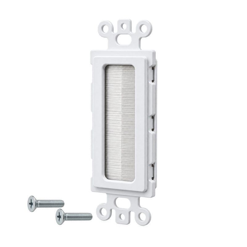 DataComm 45-0019-UWH Decorator Brush Wall Plate Insert 1-Gang Cable Pass-Through Brush White - 10-Pack