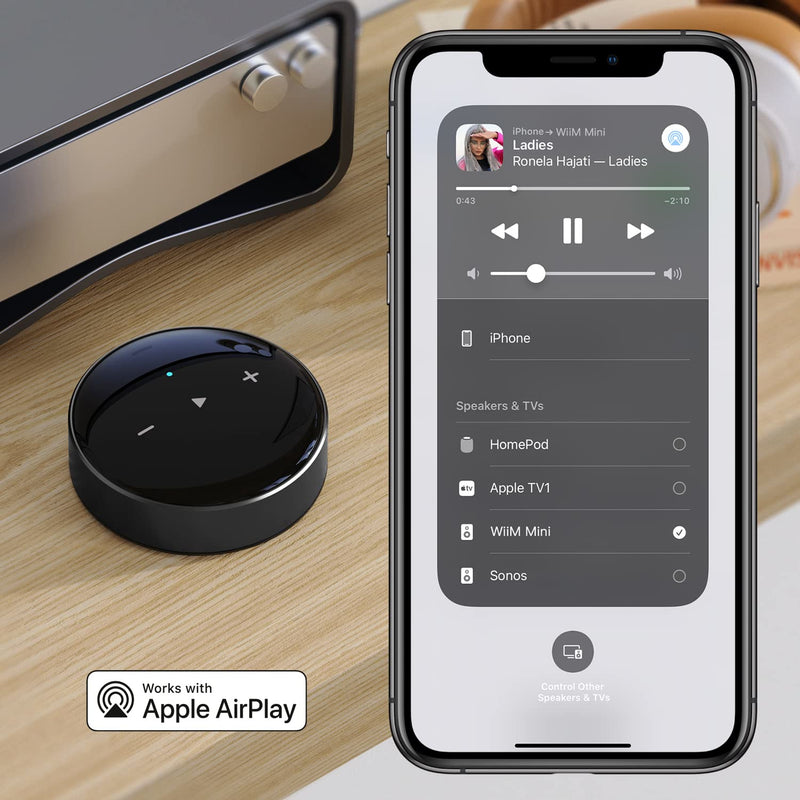 WiiM Mini AirPlay2 Wireless Audio Streamer and Yamaha R-S202 2-Channel Stereo Receiver