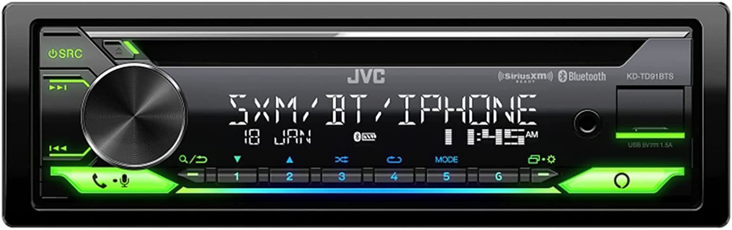 JVC KD-TD91BTS Single Din In-Dash Digital AM/FM/CD/BT/USB Receiver with Alexa & Spotify