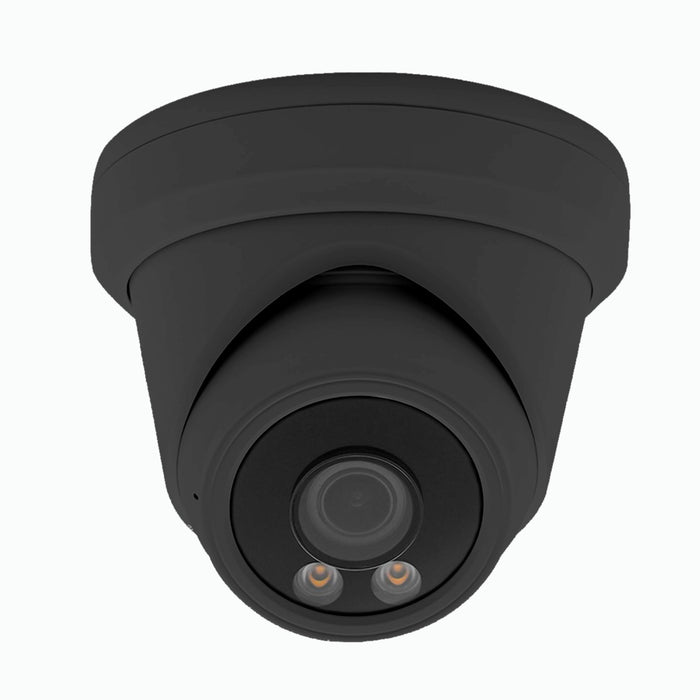 8MP 4K SONY Dual light Turret POE IP Camera 2.8mm H.264/H.265 Color 24/7 with Human Detection - Black