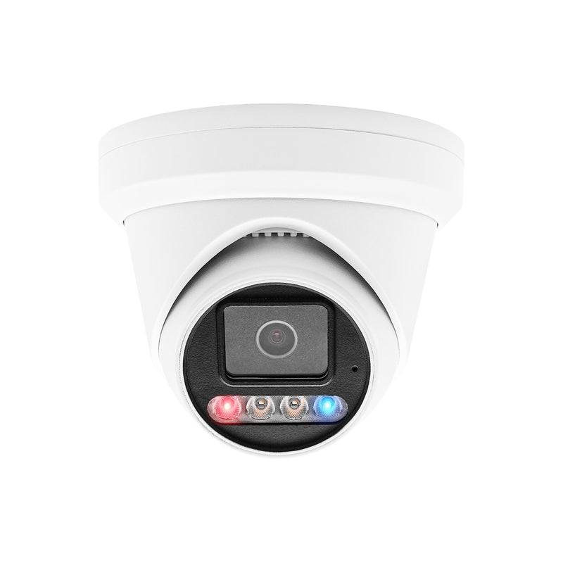 6MP Turret POE IP Camera 2.8mm Lens Dual Light H.264/H.265 Color 24/7 2-Way Audio with Active Deterrence