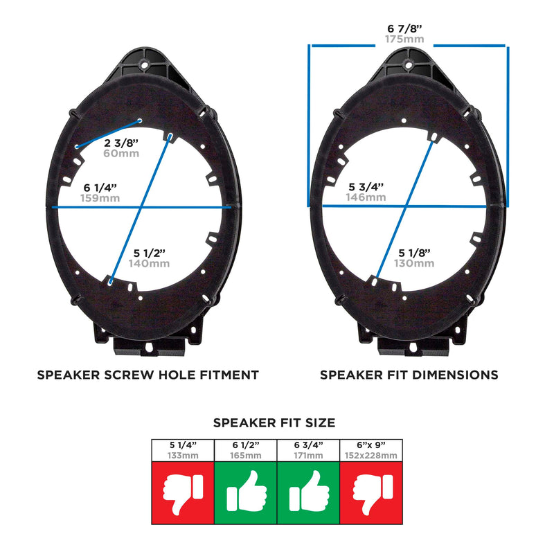 Metra 82-3005 6" to 6.75" Speaker Adapter for select Chevy GMC 2014-Up (pair)