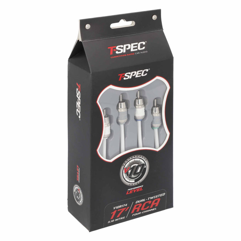 T-Spec V10R174 v10 Series 4-Channel Marine Grade Ultra-flexible RCA Audio Cable 17FT